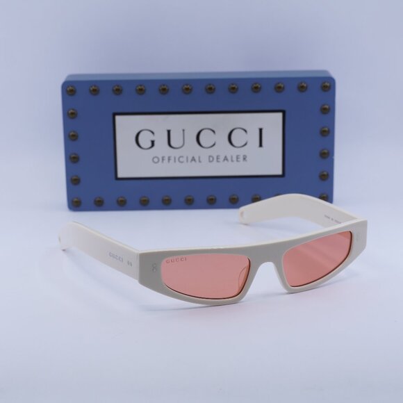 Final Price! Gucci GG1634S 005 Ivory/Red Sunglasses - Picture 1 of 11